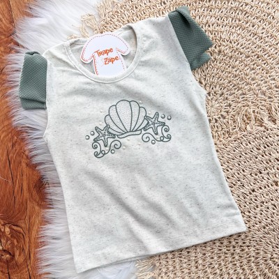 Conj. Blusa Concha do Mar e Short - Areia e Verde